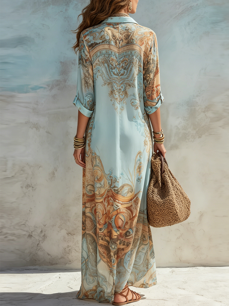 Valeria | Vestido Maxi Floral Azul