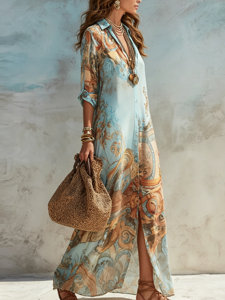 Valeria | Vestido Maxi Floral Azul
