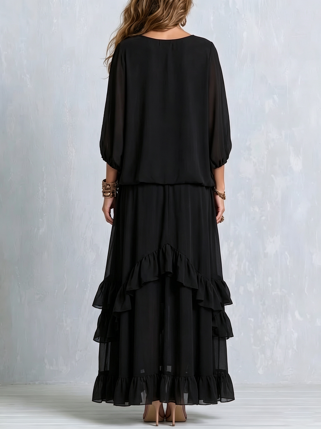 Elvira | Conjunto Negro con Flecos y Volantes
